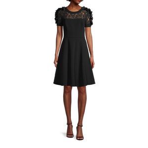 Shani Floral Applique Fit-&-Flare Crepe Dress size 8